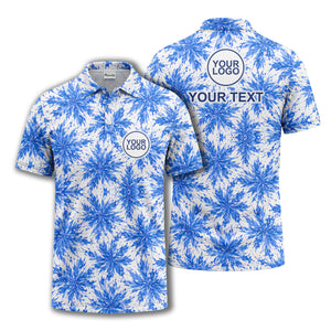 watercolor cannabis leaf repeat navy blue polo shirt for beach vacations
