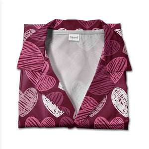 Watercolor Hearts Hawaiian Shirt with Polka Dots Gems and Cookie Shapes