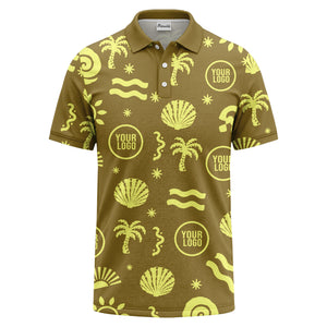 watercolor palm trees seashells waves polo shirt for beach vacation