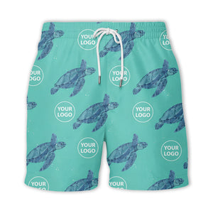 watercolor sea turtle repeat hawaiian shirt with custom logo slots