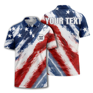 watercolor stars & stripes diagonal splash polo shirt for men