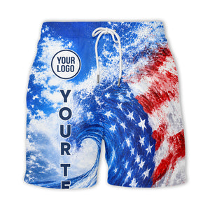 watercolor stars & stripes wave patriotic hawaiian shirt