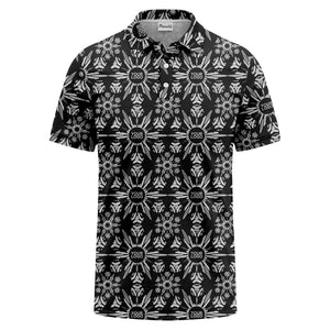 watercolor sunburst floral repeat pattern golf polo shirt