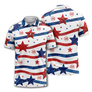 watercolor usa stars stripes patriotic aloha polo shirt for men