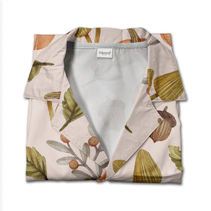 Whimsical Autumn Mushroom and Pumpkin Hawaiian Shirt Watercolor