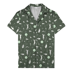Whimsical Golfers Palm Wave Hawaiian Shirt Aloha Button Down Shirt