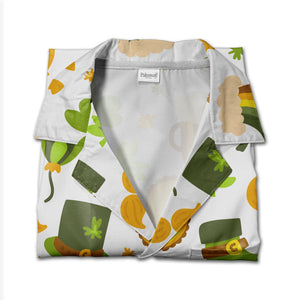 Whimsical St Patricks Day Hawaiian Shirt with Leprechaun Boots and Rainbows
