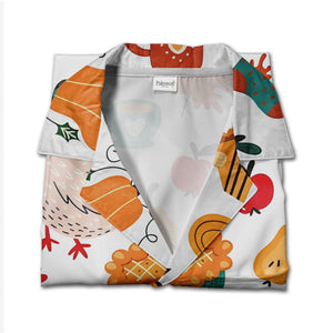 Whimsical Thanksgiving Hawaiian Shirt with Pilgrim Turkeys and Pumpkin Pies