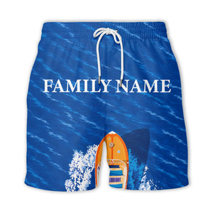 wooden speedboat racing navy blue ocean waves hawaiian shirt