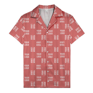 your logo repeat white on black modern graphic hawaiian shirt