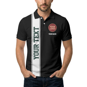 custom multi color repeating striped logo text sports polo shirt for team athletic events