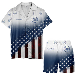 american flag stars & stripes patriotic hawaiian shirt for men