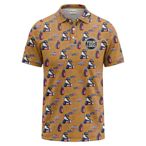 bald eagles golf bags fireworks patriotic polo shirt for men