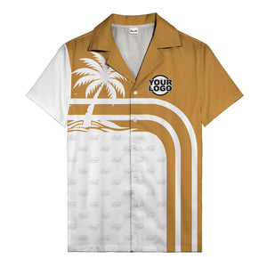 black and white palm trees curved stripes hawaiian shirt