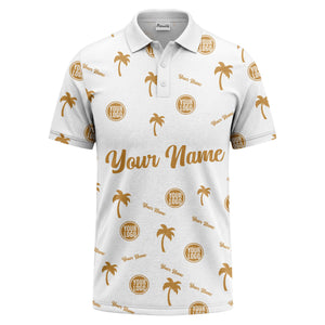 black palm tree silhouettes personalized polo shirt with custom logos