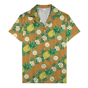 black pineapple & plumeria photographic all over hawaiian shirt