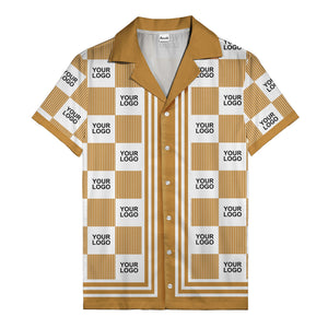 black white checkerboard barcode logo customizable hawaiian shirt