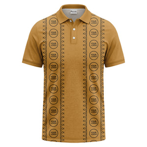 black white fish symbol repeat pattern golf polo shirt