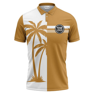 black white palm trees & stripes modern hawaiian polo shirt