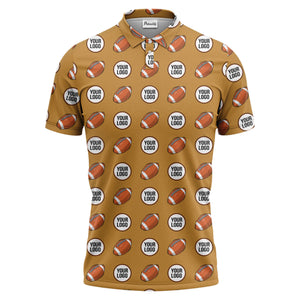 cartoon football logo circle repeat black sports polo shirt for men