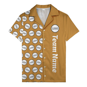 circle logo columns & team name text graphic black white hawaiian shirt