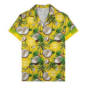 coconut palms & ice cubes on black beach photo hawaiian shirt for men