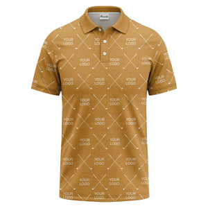crossed golf clubs & logo repeat graphic polo shirt for men