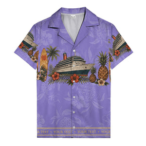 cruise ship surfboard pineapple palm hibiscus hawaiian shirt