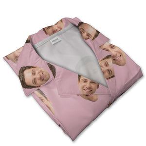 Custom Face Photo Hawaiian Shirt with Repeating Portrait on Pink