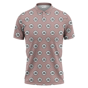 custom geometric circles logo polo shirt in red white black for men