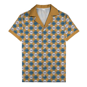 custom logo diamond grid pattern hawaiian shirt for men