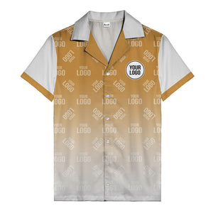 custom logo gradient fade black to white hawaiian shirt