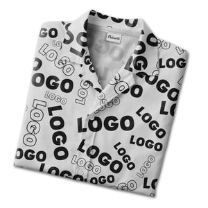 Custom Logo Hawaiian Shirt - Black White Typographic Text Repeat Monochrome Design