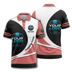 custom logo hexagon diagonal stripes polo shirt for men