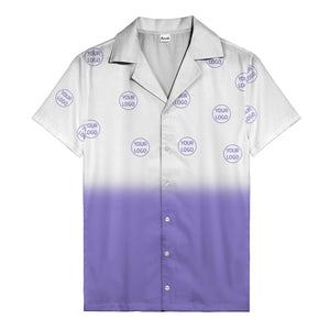 custom logo ombre gradient black white hawaiian shirt