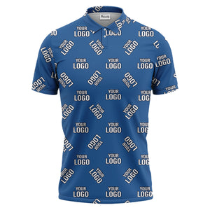 custom logo pattern polo shirt - repeating text all over print design