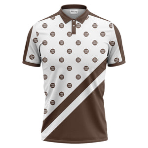 custom logo repeat diagonal stripe black & white polo shirt