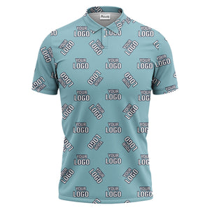 custom logo repeating text navy white hawaiian polo shirt for men