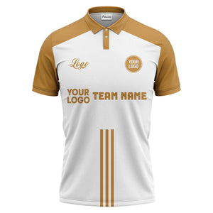 custom logo & team text white black sports jersey polo shirt for men