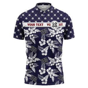 tropical hibiscus custom logo polo hawaiian shirt
