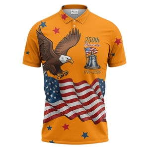 custom multi color patriotic eagle stars & stripes anniversary men's golf polo shirt