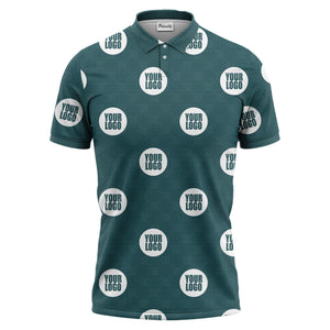 custom logo repeating polo shirt hawaiian shirt