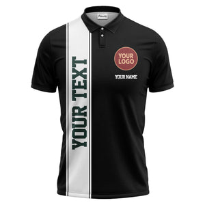 custom multi color repeating striped logo text sports polo shirt for team athletic events