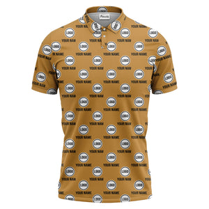 custom name & logo repeat circle pattern black polo shirt