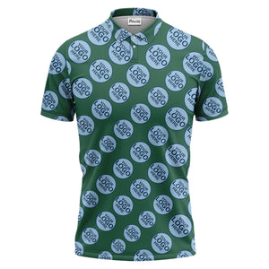 Custom Repeating Geometric Circles Logo Polo Shirt For Personalized Branding