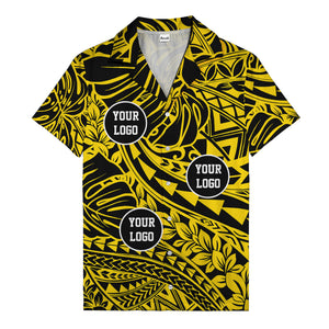customizable logo circles pattern black hawaiian shirt for men