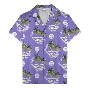 diamond waves & palm trees graphic hawaiian shirt for men