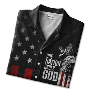 Distressed Eagle Hawaiian Shirt - God Bless America Stars & Stripes Graphic Print