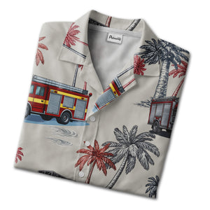 Fire Engine Surf Splash Tropical Aloha Button Down Shirt Hawaiian Shirt