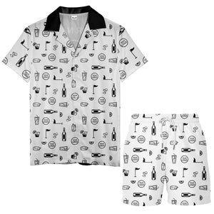 golf course cocktail party repeating illustrations hawaiian shirt for men
